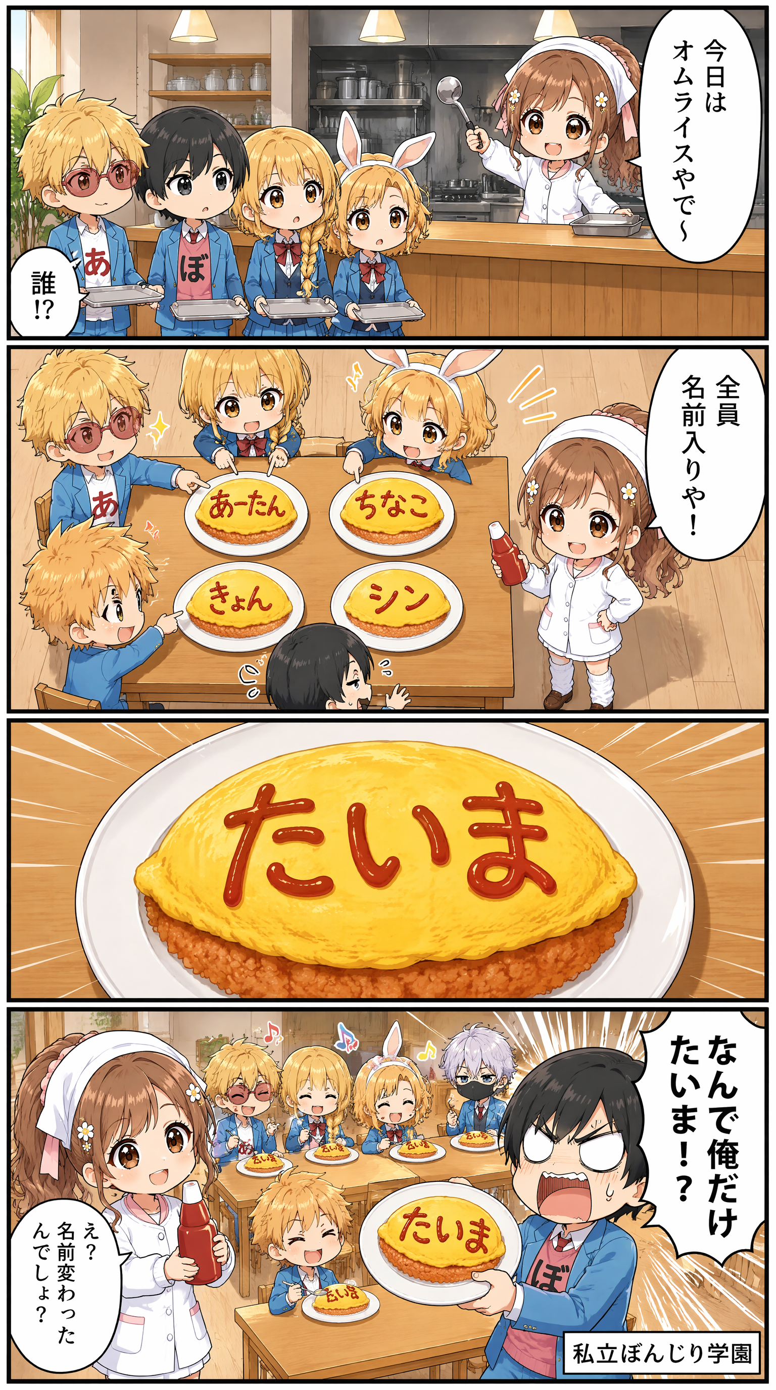 私立ぼんじり学園 4コマ編 第36話「お名前オムライス」