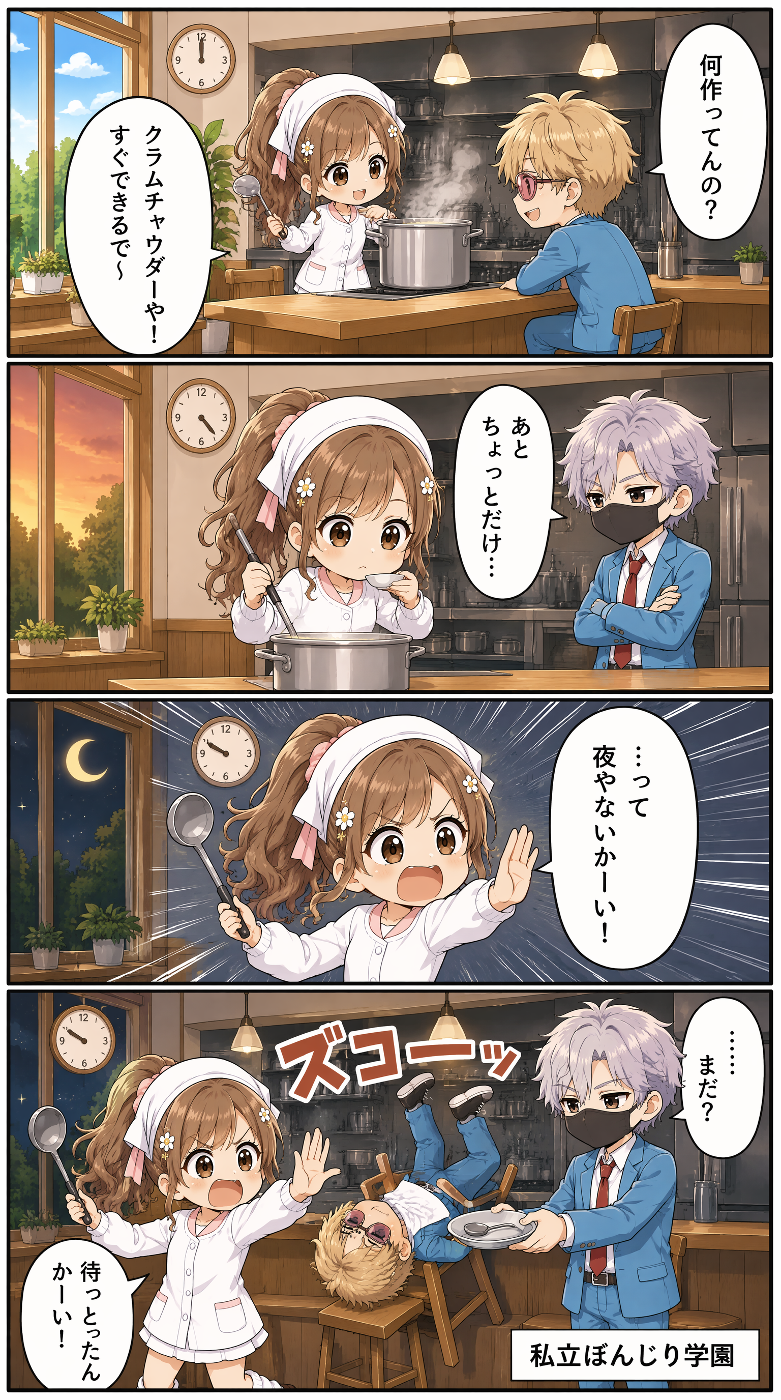 私立ぼんじり学園 4コマ編 第39話「気づいたら夜」