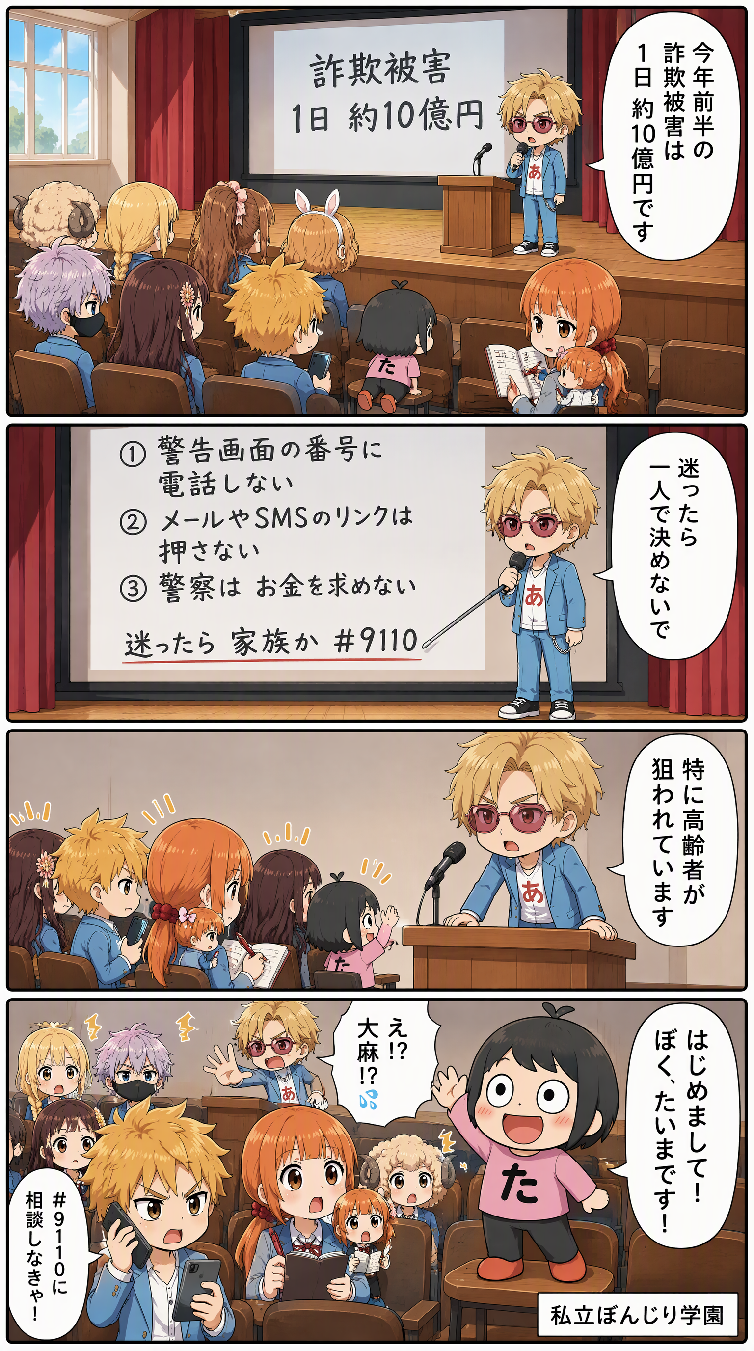 私立ぼんじり学園 4コマ編 第41話「その電話、ニセモノです」