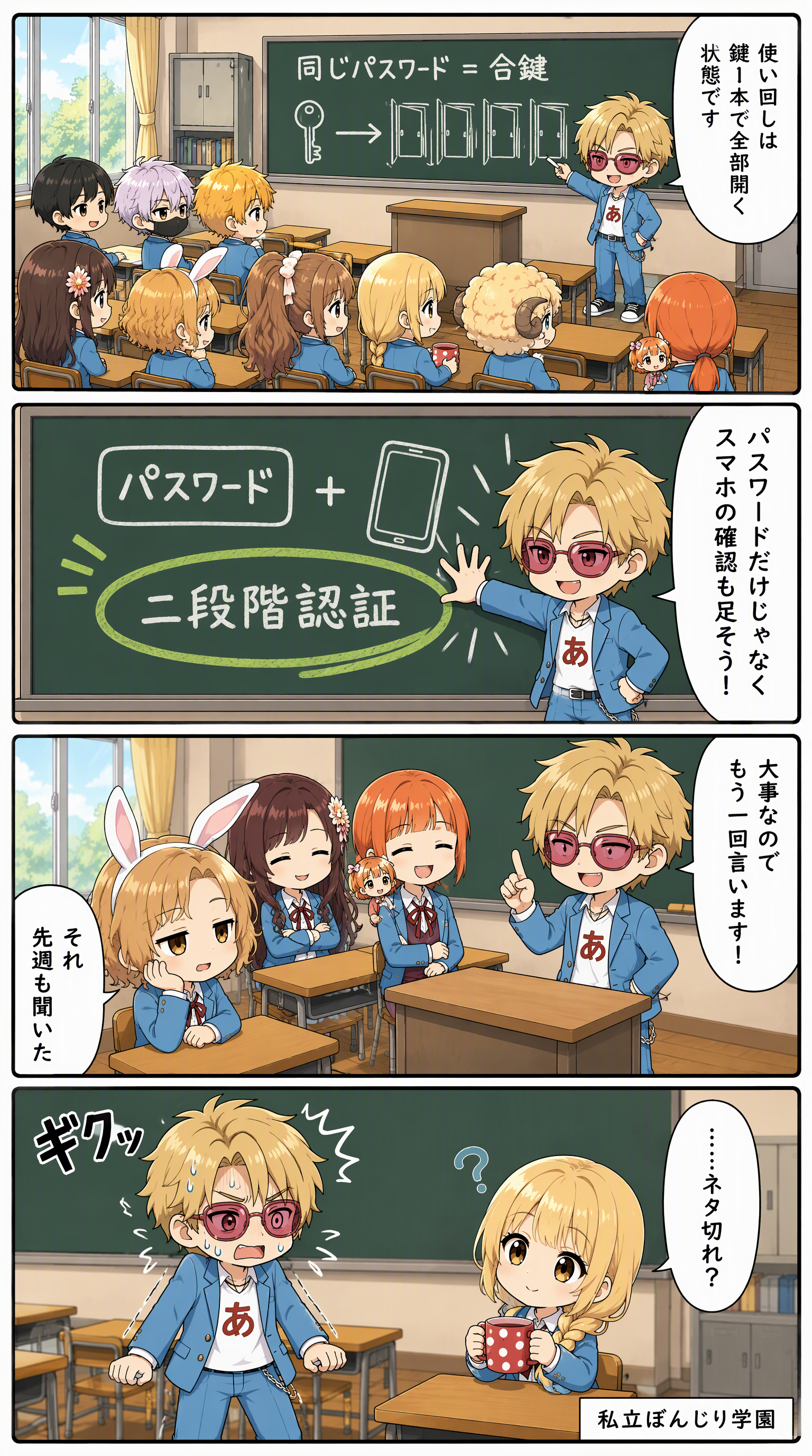 私立ぼんじり学園 4コマ編 第44話「合鍵1本」