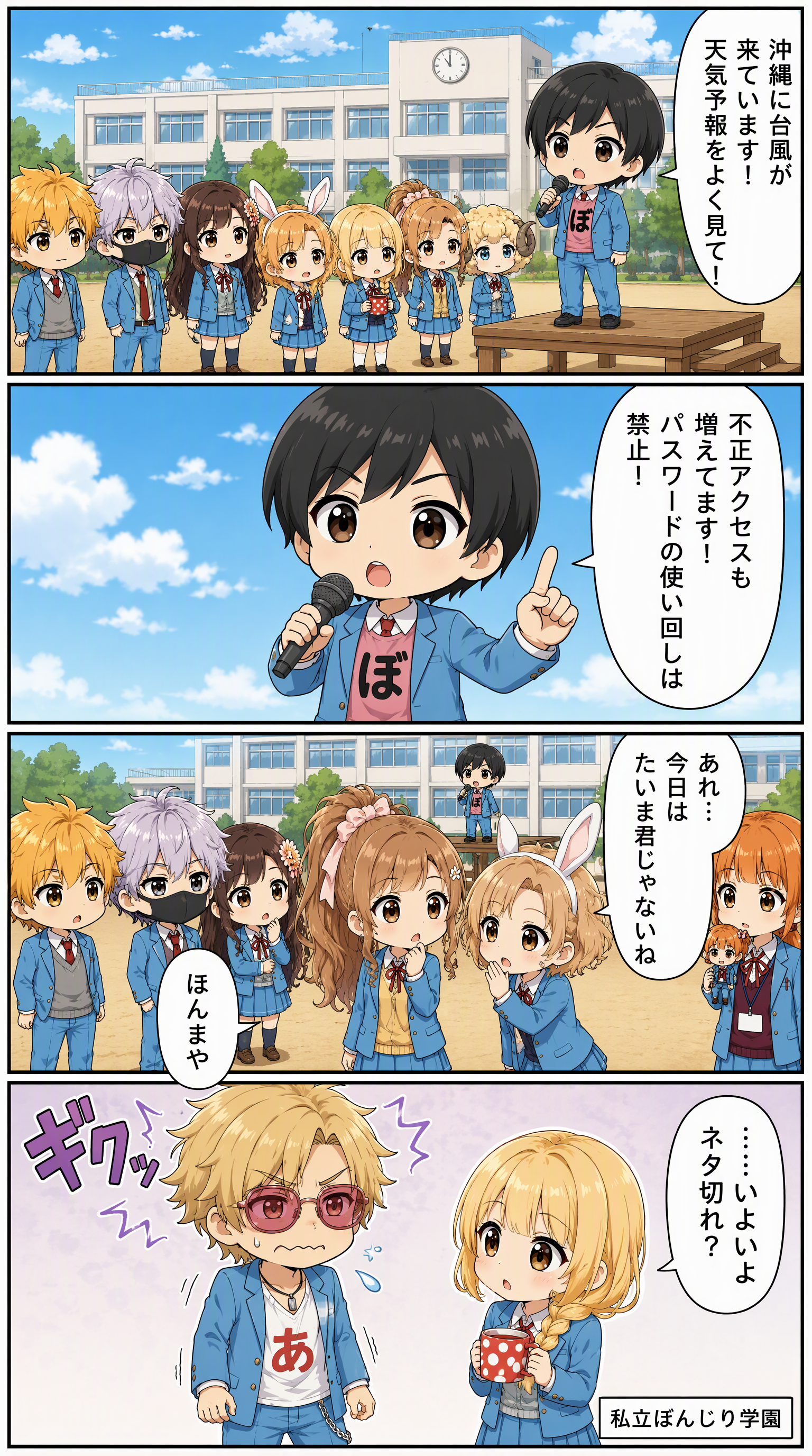 私立ぼんじり学園 4コマ編 第50話「朝礼」