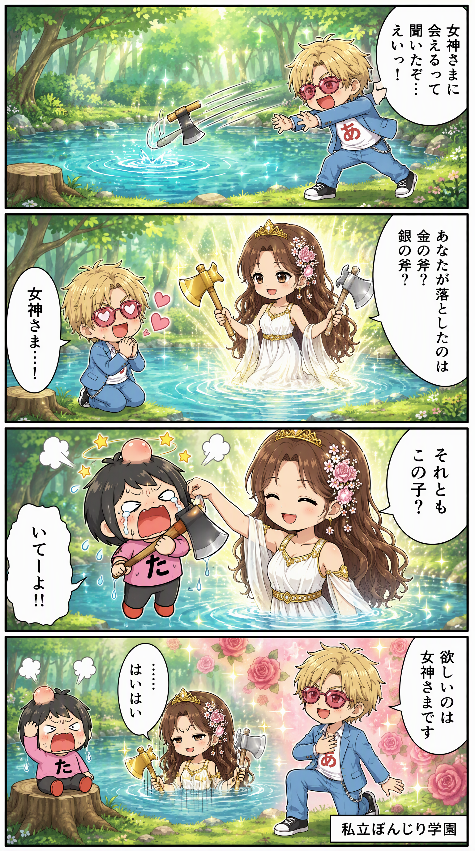 私立ぼんじり学園 4コマ編 第56話「金の斧」